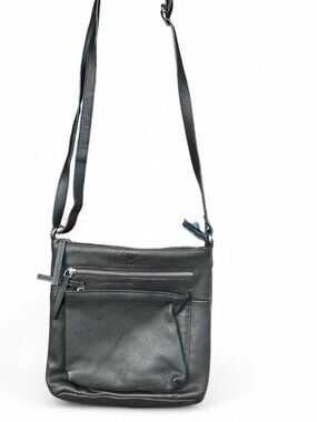 LUXEORIA Women's Leather Medium Crossbody Shoulder Bag Black Adjustable Strap